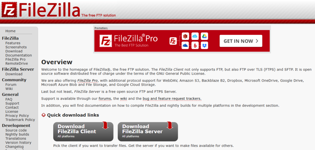 Using FileZilla FTP client to connect to a hosting server and download WordPress files from the public_html folder