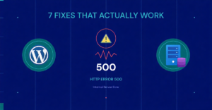 HTTP Error 500 in WordPress internal server error with broken server connection illustration
