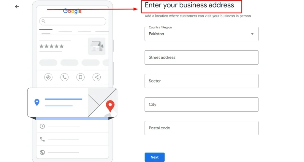 Google Business Profile verification process showing postcard code, business details matching, and suspension warning