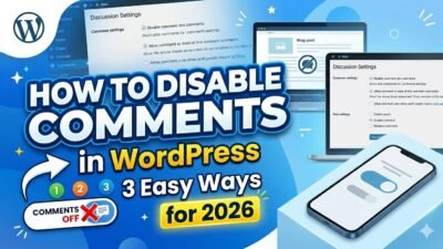 WordPress dashboard showing the discussion settings screen to disable comments