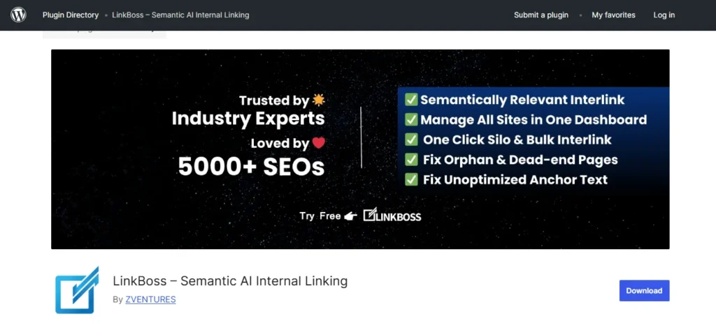 Semantic LinkBoss dashboard showing topic clusters, silo structure, and AI-powered internal linking strategy in WordPress