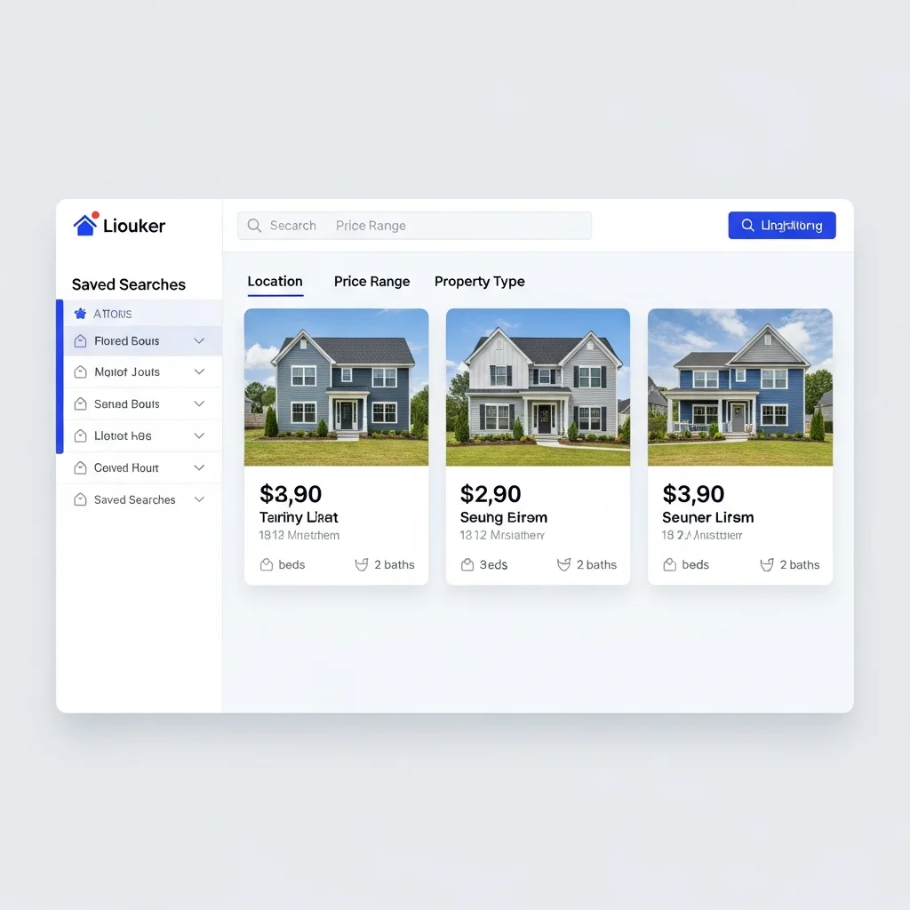 Screenshot of professional IDX plugin dashboard showing grid of property listings with photos, prices, and search filters for real estate property browsing