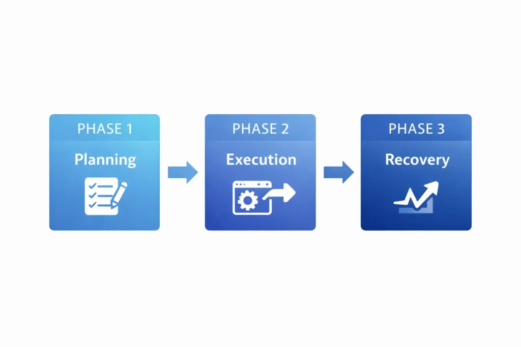 Three-Phase Website Migration Process Flowchart