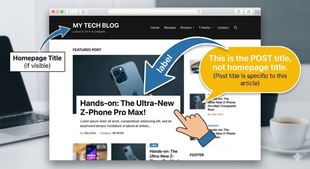 WordPress homepage template showing dynamic content and featured post blocks affecting visible titles