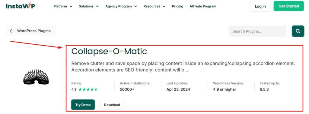 WP Collapse-O-Matic lightweight WordPress dropdown plugin
showing collapsible shortcode toggle wrapping text images
and video content with zero impact on Core Web Vitals
scores and fast page speed performance indicator